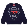 Sweatshirts>DIESEL Crew-neck sweatshirt with shield logo print blue peacoat