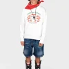 Sweatshirts | Sweatshirts>DSQUARED2 Crew-neck sweatshirt with Cowboy Pizza graphics white