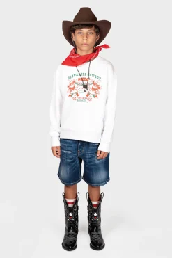 Sweatshirts | Sweatshirts>DSQUARED2 Crew-neck sweatshirt with Cowboy Pizza graphics white