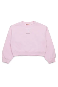 Sweatshirts | Logomania>MARNI Crew-neck sweatshirt with contrasting seams light pink
