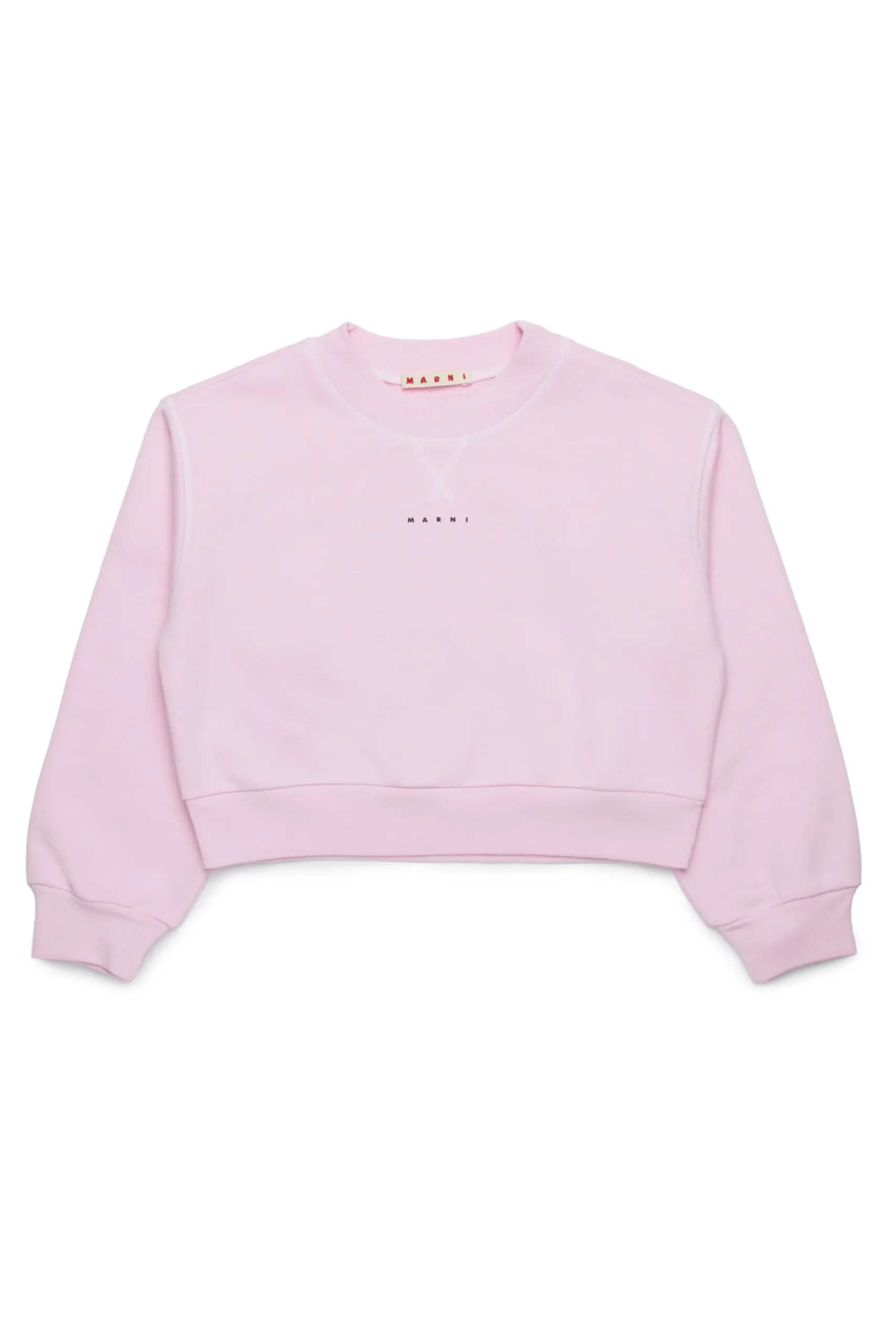 Sweatshirts | Logomania>MARNI Crew-neck sweatshirt with contrasting seams light pink