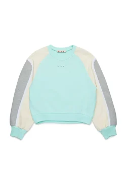 Sweatshirts | Activewear>MARNI Crew-neck sweatshirt with colorblock details placid blue