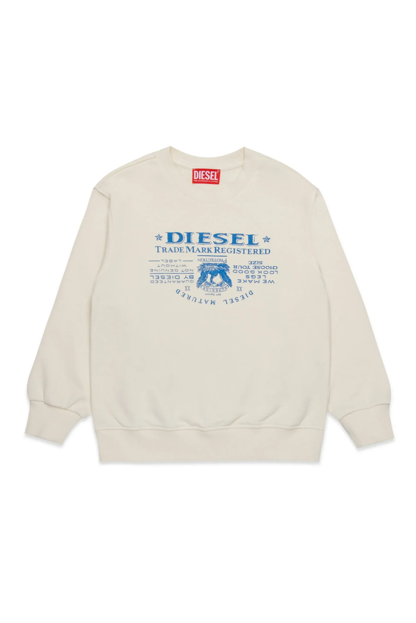 Sweatshirts>DIESEL Crew-neck sweatshirt with Jacron print off white