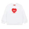 Sweatshirts>DIESEL Crew-neck sweatshirt with heart graphic white