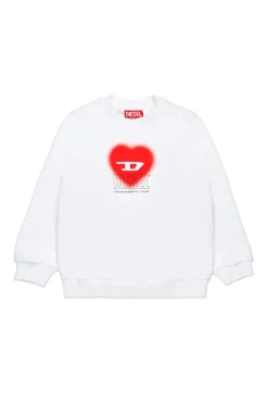 Sweatshirts>DIESEL Crew-neck sweatshirt with heart graphic white