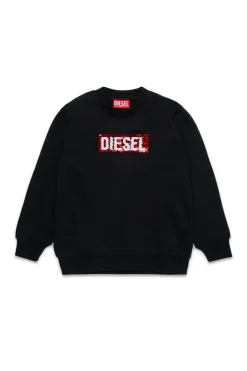 Sweatshirts>DIESEL Crew-neck sweatshirt with sequin logo black