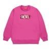 Sweatshirts>DIESEL Crew-neck sweatshirt with sequin logo bright fuxya