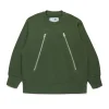 Sweatshirts | Sweatshirts>MM6 MAISON MARGIELA Crew-neck sweatshirt with diagonal zip dark olive green