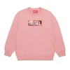 Sweatshirts>DIESEL Crew-neck sweatshirt with sequin logo light pink