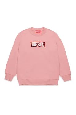 Sweatshirts>DIESEL Crew-neck sweatshirt with sequin logo light pink