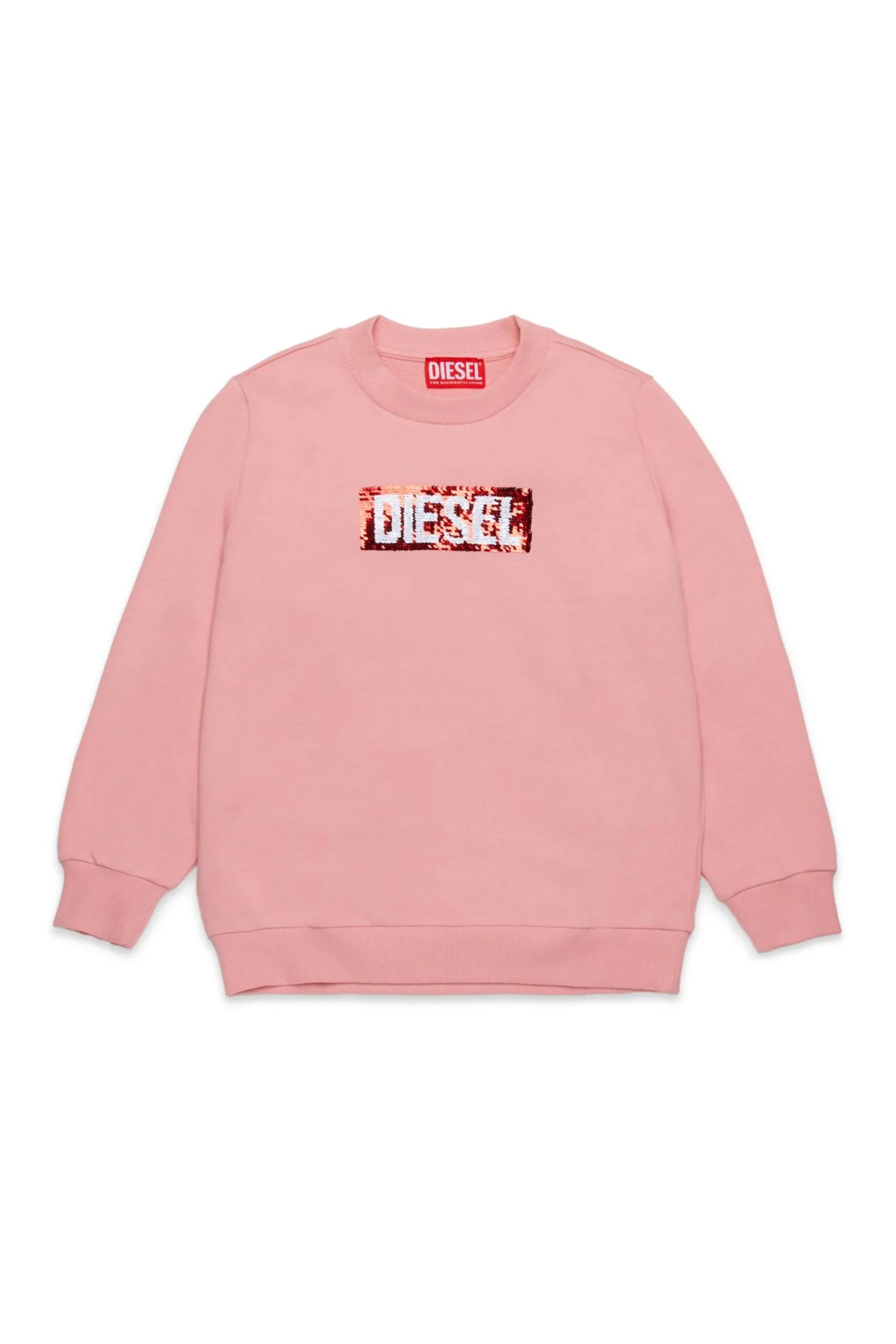 Sweatshirts>DIESEL Crew-neck sweatshirt with sequin logo light pink