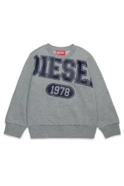 Sweatshirts | Sweatshirts>DIESEL Crewneck sweatshirt with maxi 1978 graphics grey melange