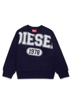 Sweatshirts | Sweatshirts>DIESEL Crewneck sweatshirt with maxi 1978 graphics blue peacoat