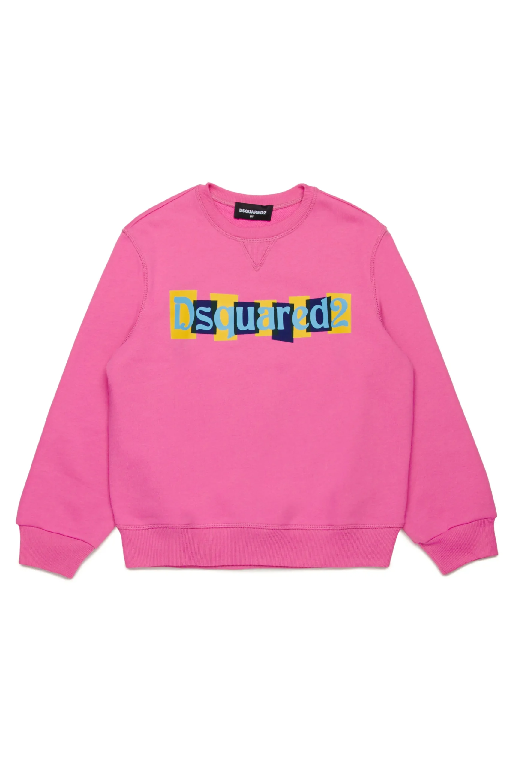 Sweatshirts>DSQUARED2 Crew-neck sweatshirt with boxed logo fuxia