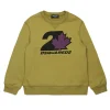 Sweatshirts | Sweatshirts>DSQUARED2 Crew-neck sweatshirt with Maple Leaf print moss green