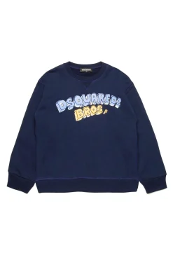 Sweatshirts | Sweatshirts>DSQUARED2 Crew-neck sweatshirt with graffiti lettering twilight bluette