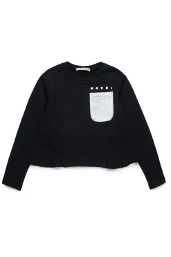 Sweatshirts>MARNI Crew-neck sweatshirt with mylar pocket black