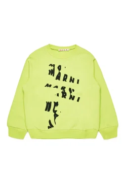 Sweatshirts | Sweatshirts>MARNI Crew-neck sweatshirt with melted logo slime green