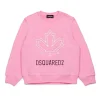 Logomania | Logomania>DSQUARED2 Crew-neck sweatshirt with Maple Leaf outline minnie pink