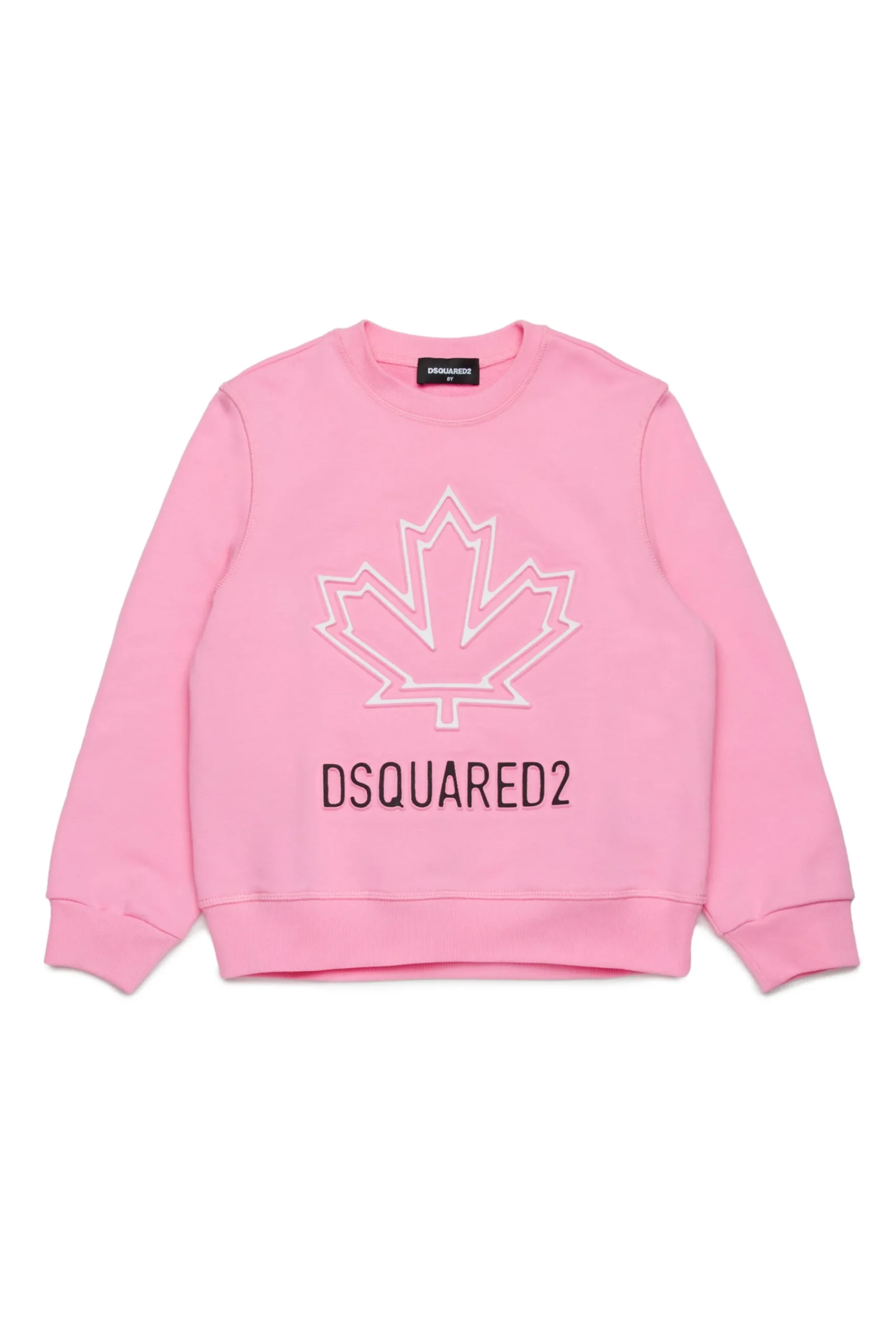 Logomania | Logomania>DSQUARED2 Crew-neck sweatshirt with Maple Leaf outline minnie pink
