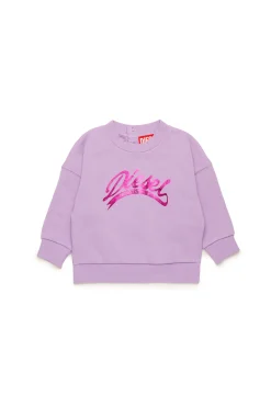 Sweatshirts | Activewear>DIESEL Crew-neck sweatshirt with mylar graphics lavender