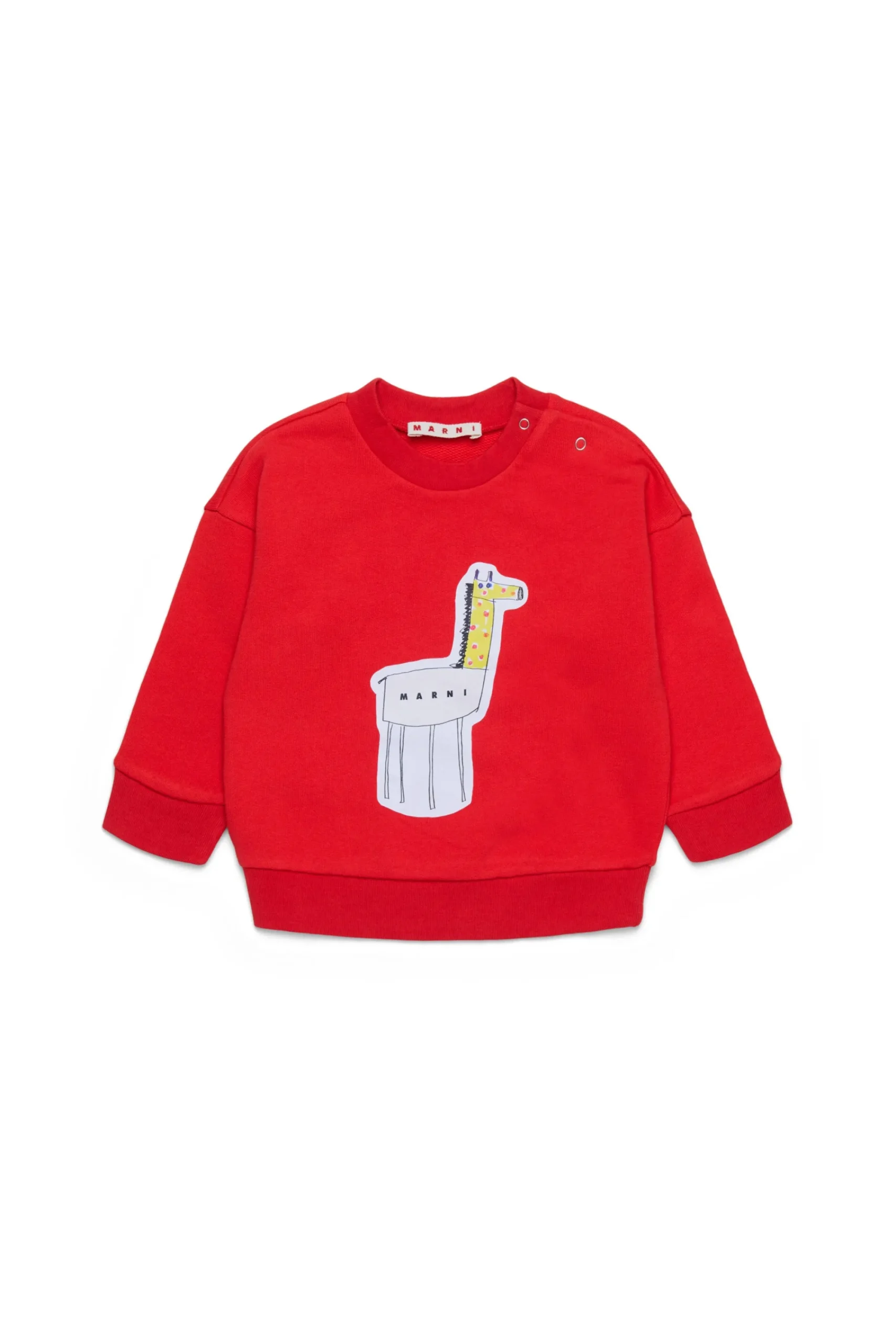 Sweatshirts>MARNI Crew-neck sweatshirt with giraffe print red