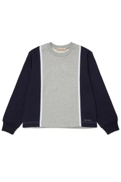 Activewear | Activewear>MARNI Crew-neck sweatshirt with colorblock details blue navy