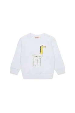 Sweatshirts>MARNI Crew-neck sweatshirt with giraffe print white