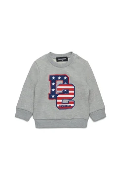 Sweatshirts | Activewear>DSQUARED2 Crew-neck sweatshirt with D2 USA print light grey melange