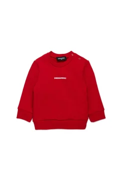 Sweatshirts | Activewear>DSQUARED2 Crew-neck sweatshirt with logo tango red