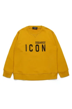 Sweatshirts | Activewear>DSQUARED2 Crew-neck sweatshirt with ICON logo mustard yellow