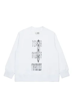 Sweatshirts | Logomania>MM6 MAISON MARGIELA Crew-neck sweatshirt with Stretched logo white