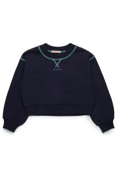 Sweatshirts | Logomania>MARNI Crew-neck sweatshirt with contrasting seams blue navy