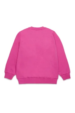 Sweatshirts>DIESEL Crew-neck sweatshirt with sequin logo bright fuxya