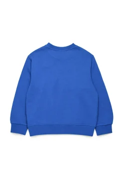 Logomania | Logomania>DIESEL Crew-neck sweatshirt with used-effect Oval D logo bright bluette