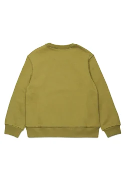 Sweatshirts | Sweatshirts>DSQUARED2 Crew-neck sweatshirt with Maple Leaf print moss green
