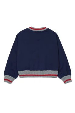 Sweatshirts>MAX&Co. Crew-neck sweatshirt with college patches night blue