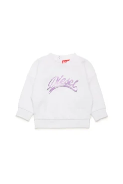 Sweatshirts | Activewear>DIESEL Crew-neck sweatshirt with mylar graphics white