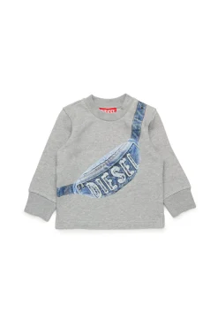 Sweatshirts | Activewear>DIESEL Crew-neck sweatshirt with Hip Pack graphics grey melange