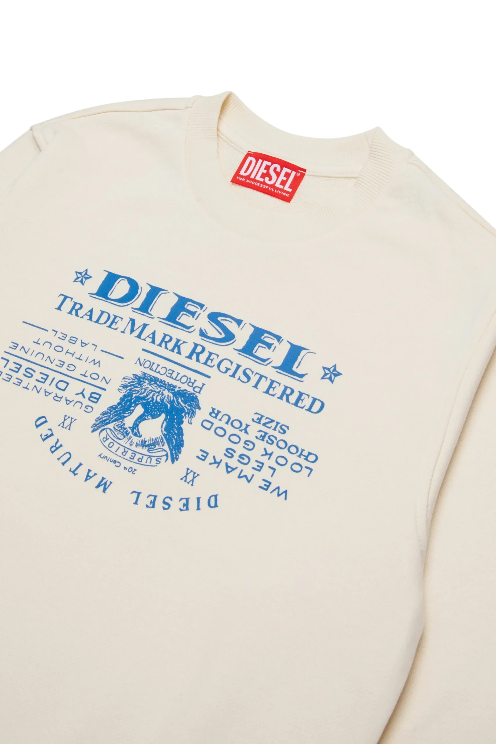 Sweatshirts>DIESEL Crew-neck sweatshirt with Jacron print off white