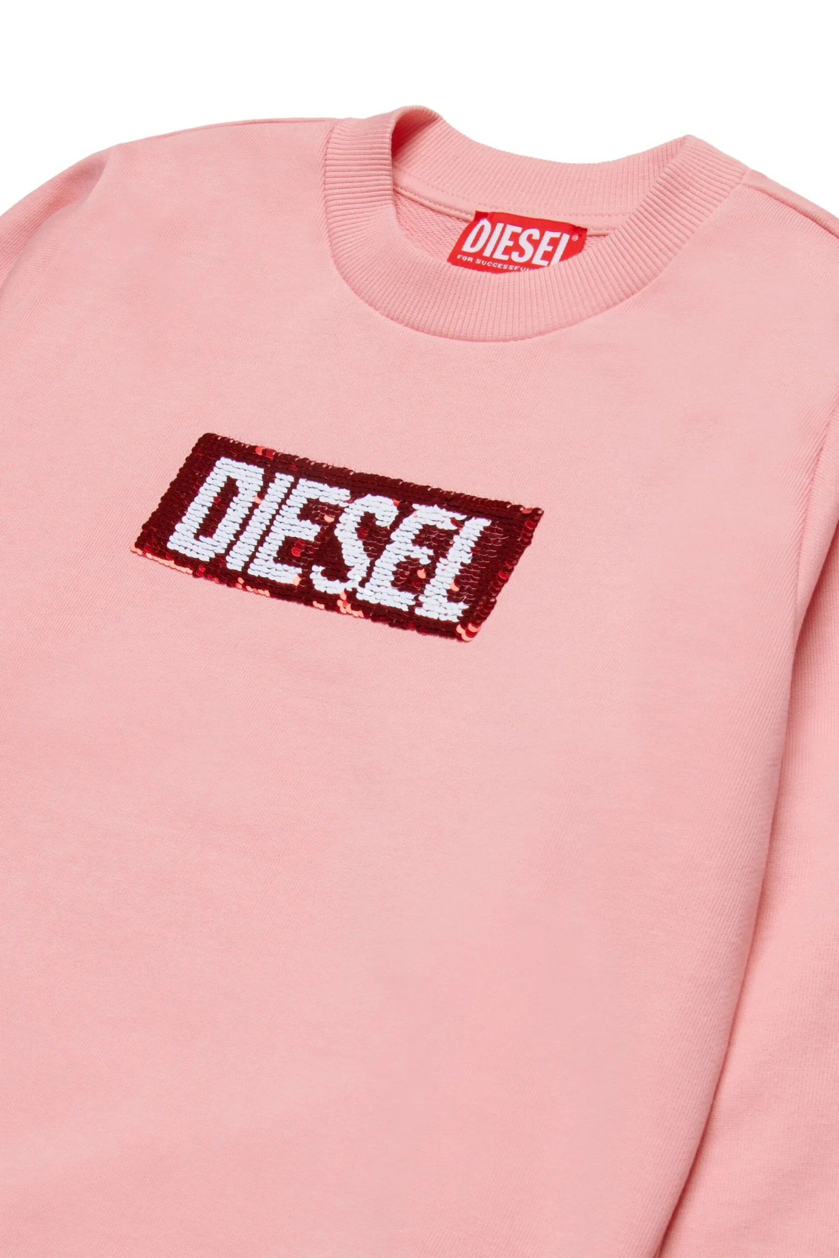 Sweatshirts>DIESEL Crew-neck sweatshirt with sequin logo light pink