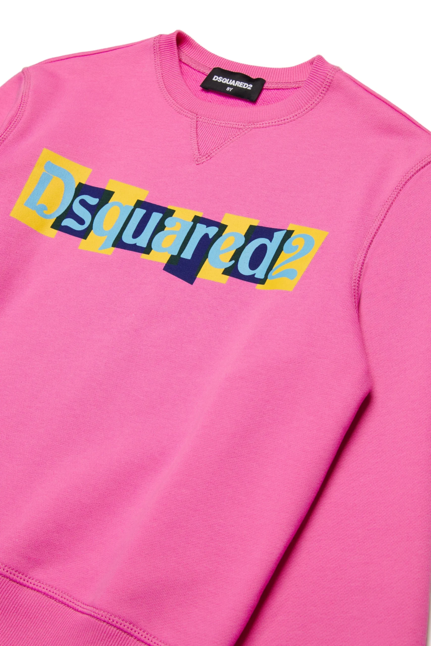 Sweatshirts>DSQUARED2 Crew-neck sweatshirt with boxed logo fuxia