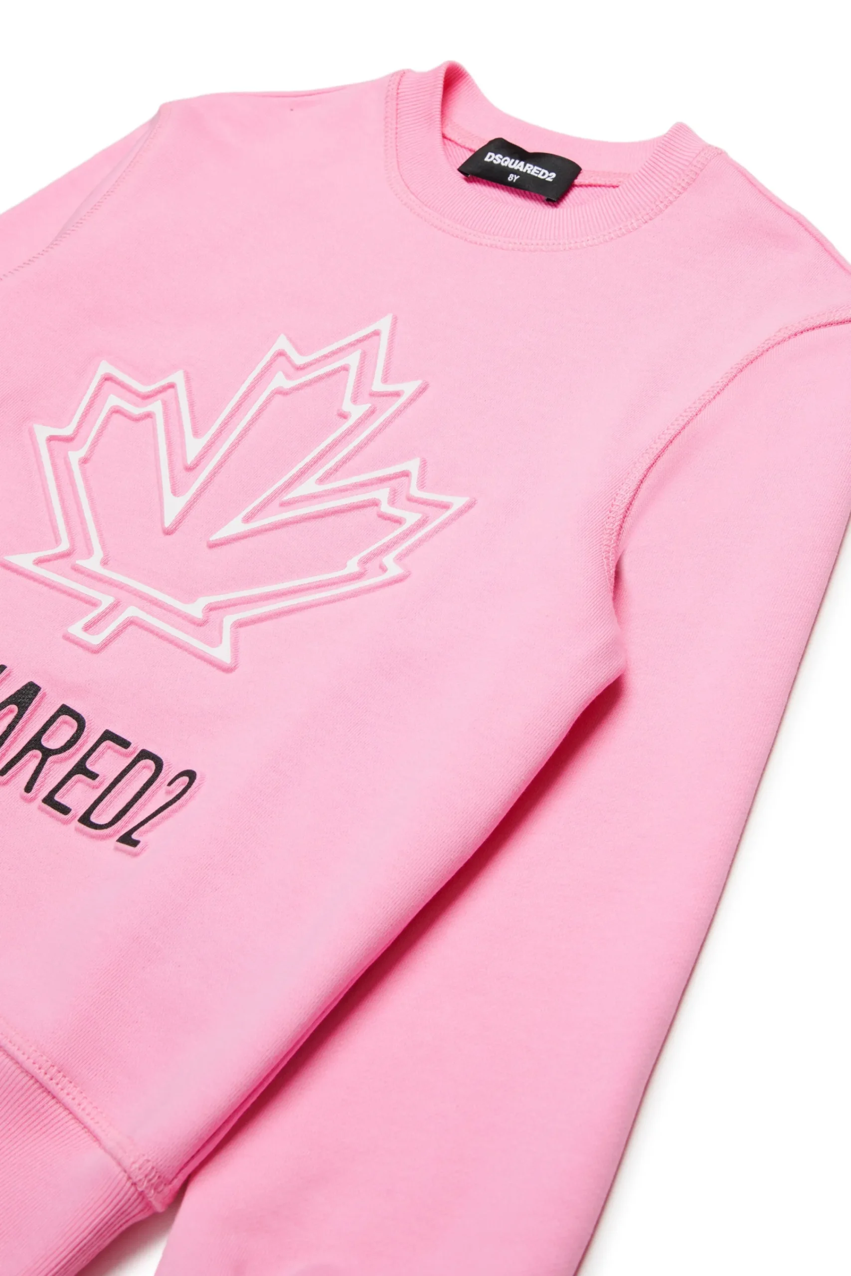 Logomania | Logomania>DSQUARED2 Crew-neck sweatshirt with Maple Leaf outline minnie pink