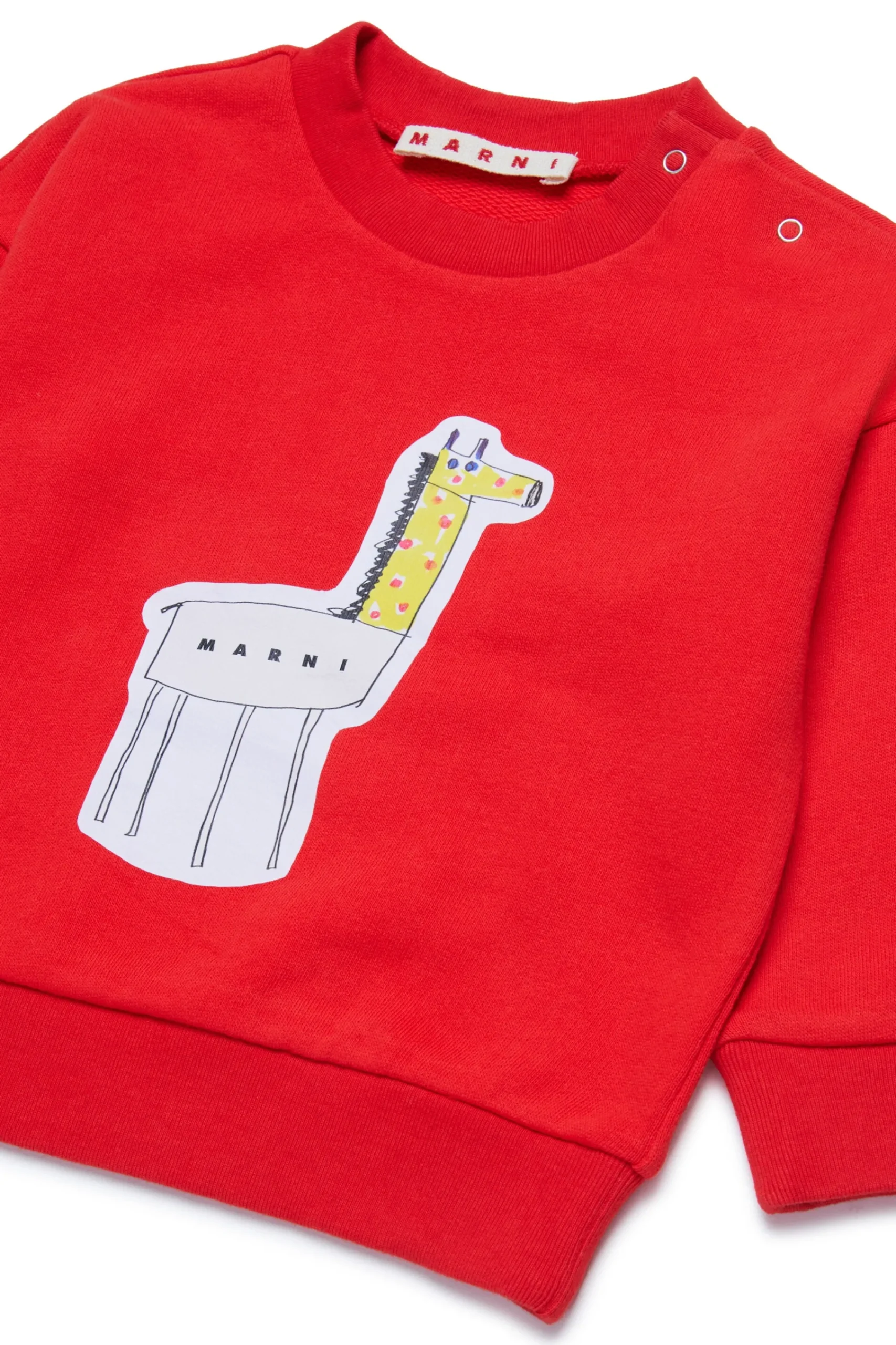 Sweatshirts>MARNI Crew-neck sweatshirt with giraffe print red