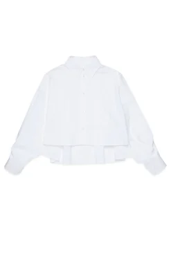 Shirts | Shirts>MM6 MAISON MARGIELA Cropped poplin shirt with pleated back white