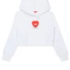 Sweatshirts>DIESEL Cropped sweatshirt with heart graphic white