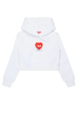 Sweatshirts>DIESEL Cropped sweatshirt with heart graphic white
