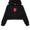 Sweatshirts>DIESEL Cropped sweatshirt with heart graphic black