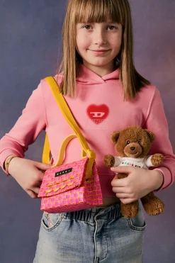 Sweatshirts>DIESEL Cropped sweatshirt with heart graphic pink