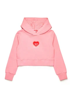 Sweatshirts>DIESEL Cropped sweatshirt with heart graphic pink
